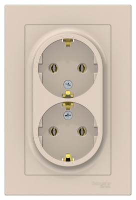 Розетка двойная с заземлением 16A в сборе Schneider Electric AtlasDesign Бежевый Systeme Electric AtlasDesign ATN000224