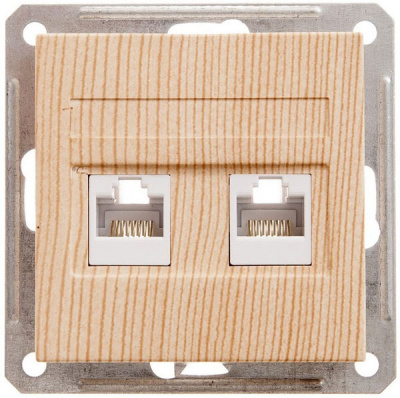 Розетка компьютерная 2-ая RJ45 кат.5e Wessen 59 Сосна Wessen Wessen 59 RSI-251KK5E-7-86