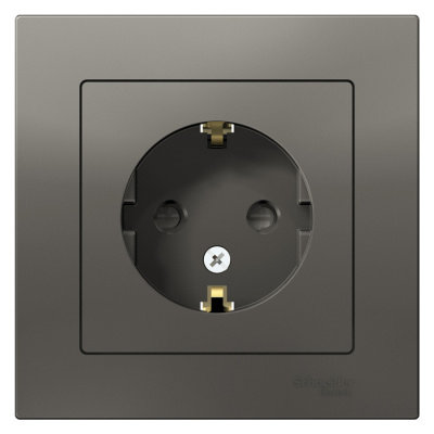 Розетка с заземлением со шторками 16A в сборе Schneider Electric AtlasDesign Сталь Systeme Electric AtlasDesign ATN000944