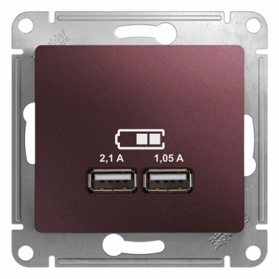 Розетка USB A+A 5В/2,1 А 2х5В/1,05 А механизм Systeme Electric Glossa Баклажановый Systeme Electric Glossa GSL001133