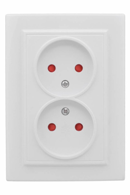 Розетка 2-местная СП без заземления 10A с защитными шторками EKF Basic Минск Белый EKF Минск ERR10-102-100