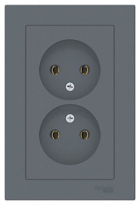Розетка двойная без заземления 16A в сборе Schneider Electric AtlasDesign Грифель Systeme Electric AtlasDesign ATN000720