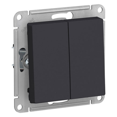 SE AtlasDesign Выключатель Кнопочный 2-клавишный Карбон сх.2 10А механизм Systeme Electric AtlasDesign ATN001017