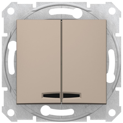Выключатель 2-клавишный с подсветкой 10A Schneider Electric Sedna Титан Schneider Electric Sedna SDN0300368