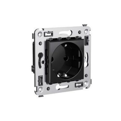 Розетка в стену, 2P+E, с з/ш, "Avanti", "Черный квадрат" DKC DKC Avanti 4402003DKC