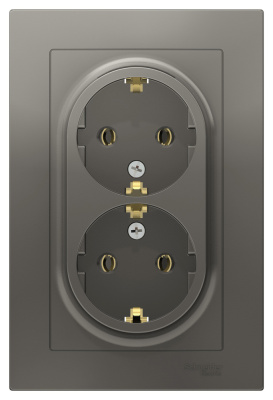 Розетка двойная с заземлением 16A в сборе Schneider Electric AtlasDesign Сталь Systeme Electric AtlasDesign ATN000924
