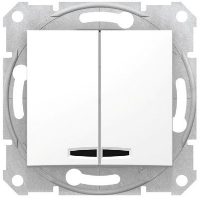 Выключатель 2-клавишный с подсветкой 10A Schneider Electric Sedna Белый Schneider Electric Sedna SDN0300321