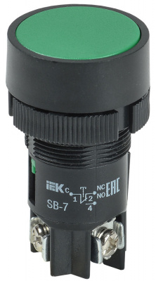 Кнопка SВ-7 "Пуск" зеленая 1з+1P d22мм/240В IEK IEK  BBT40-SB7-K06