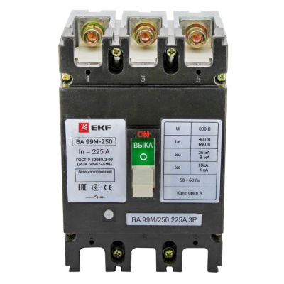 Автоматический выключатель 3P 225 A  25kA EKF PROxima ВА-99М EKF PROxima ВА-99М mccb99-250-225m