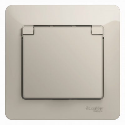 Розетка с заземлением со шторками с крышкой IP20 16A 250В в сборе Systeme Electric Glossa Молочный Systeme Electric Glossa GSL000946