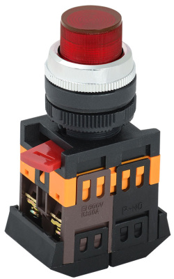 Кнопка ABLFP-22 красный d22мм неон/240В 1з+1P IEK IEK  BBT20-ABLFP-K04