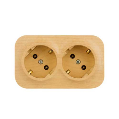 Розеточный блок с предварительным подключением 2 x 2К+З без шторок - 16 A - 250 В~  IP 20 Legrand Quteo Дерево  Legrand Quteo 782293