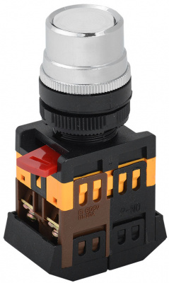 Кнопка ABLF-22 белый d22мм неон/240В 1з+1P IEK IEK  BBT10-ABLF-K01