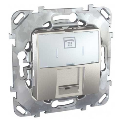 Розетка телефонная 1-ая RJ12 6 контактов Schneider Electric Unica Top Алюминий Schneider Electric Unica Top MGU5.493.30ZD