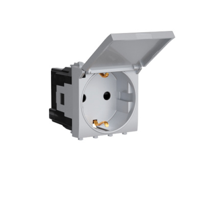 Розетка с крышкой модульная, 2P+E, с з/ш, "Avanti", "Закаленная сталь",2 модуля DKC DKC Avanti 4404012DKC