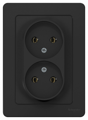 Розетка двойная без заземления без шторок скрытой установки 16A 250В Systeme Electric Blanca Антрацит Systeme Electric Blanca BLNRS000026