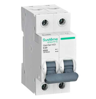 Systeme Electric City9 Set Автомат (АВ) С 20А 2P 6kA 230В Systeme Electric City9 C9F36220