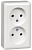 Розетка 2-ая без заземления 10A накладная в сборе Wessen Хит Белый