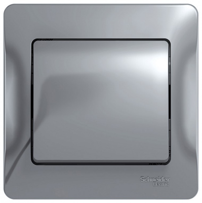 Выключатель 1-клавишный 10A (схема 1) в сборе с рамкой Systeme Electric Glossa Алюминий Systeme Electric Glossa GSL000312