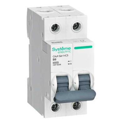 Systeme Electric City9 Set Автомат (АВ) B 6А 2P 6kA 230В Systeme Electric City9 C9F16206