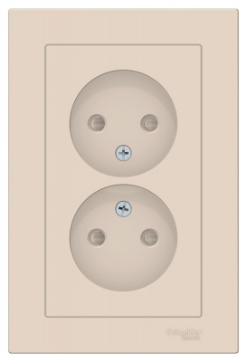 Розетка двойная без заземления со шторками16A в сборе Schneider Electric AtlasDesign Бежевый Systeme Electric AtlasDesign ATN000222