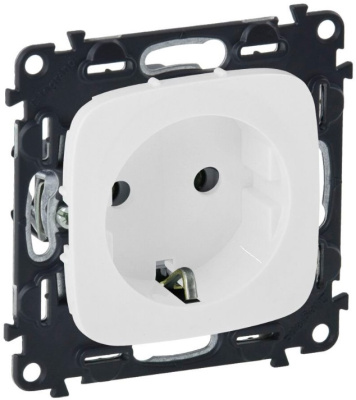 Розетка с заземлением с защитными шторками немецкий стандарт винт.зажим Legrand Valena Allure Белый Legrand Valena Allure 753724