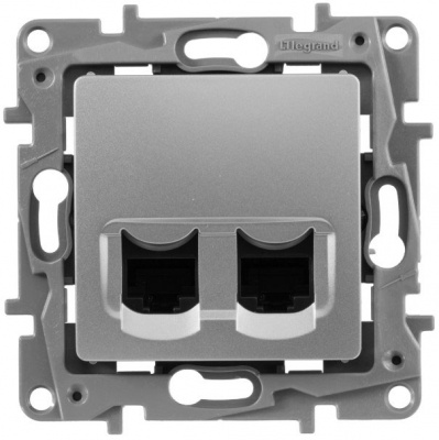 Двойная розетка RJ 45 категория 5е UTP Legrand Etika Алюминий Legrand Etika 672455