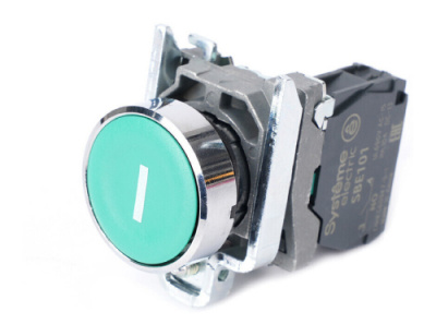 Systeme Electric Кнопка SB4 в сборе модульная 22мм зеленая металл 1НО с маркировкой "I" Systeme Electric SB4 SB4BA3311