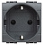 Розетка с заземлением с крышкой и суппортом Bticino Living Light Антрацит