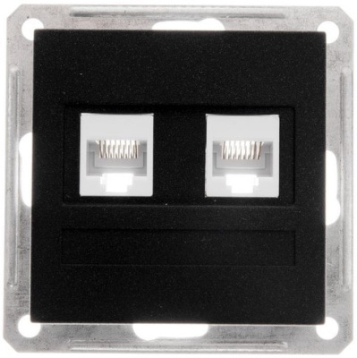 Розетка компьютерная 2-ая RJ45 кат.5e Wessen 59 Черный бархат Wessen Wessen 59 RSI-251KK5E-6-86