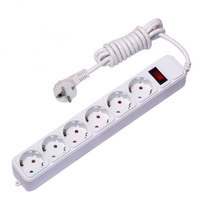 Сетевой фильтр XL 6*1,8м 16A/3,2кВт с выключателем c/з ПВС 3х1,0 EKF PROxima Блокбастер EKF Блокбастер UFA16-310-6-018