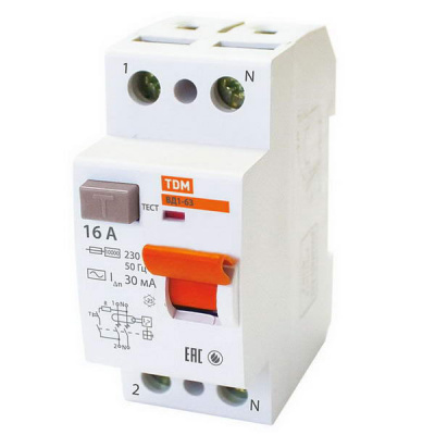 Устройство защитного отключения 2P 16A тип AC 30mA TDM ВД1-63 TDM ELECTRIC  SQ0203-0004