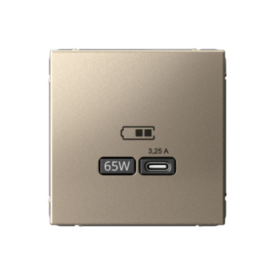 ARTGALLERY USB РОЗЕТКА тип-С 65Вт высокоскор.заряд. QC, PD, механизм, ШАМПАНЬ Systeme Electric ArtGallery GAL000527