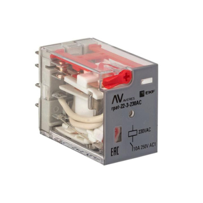 Реле промежуточное с кнопкой и мех. индикацией RPAt 22/3 10A 230В AC EKF AVERES   rpat-22-3-230AC