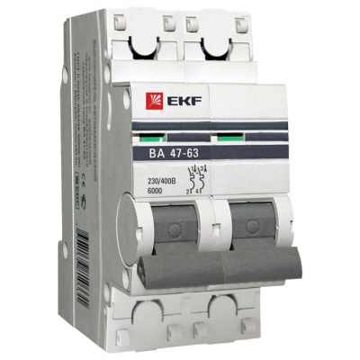 Автоматический выключатель 2P 20 A D 6kA EKF PROxima ВА 47-63 EKF PROxima ВА 47-63 mcb4763-6-2-20D-pro