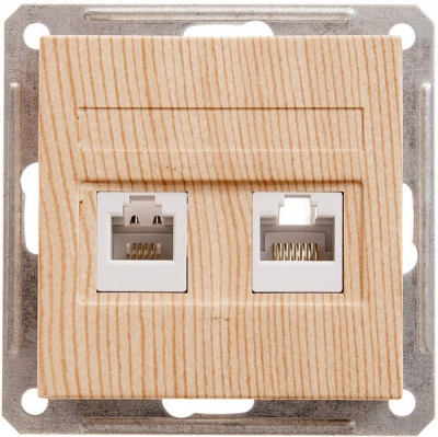 Розетка телефонная RJ11 + компьютерная RJ45 кат.5е Wessen 59 Сосна Wessen Wessen 59 RSI-251TK5E-7-86