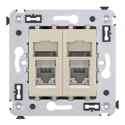 Компьютерная розетка RJ-45 в стену, кат.6 двойная,"Avanti", "Ванильная дымка" DKC DKC Avanti 4405294DKC