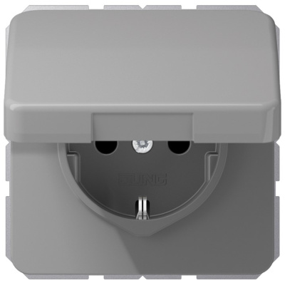 Механизм Розетка штепсельная SCHUKO 16A 250В~ со шторками, влагозащищенная Jung Серый Jung Jung Механизмы CD1520BFKIKLGR