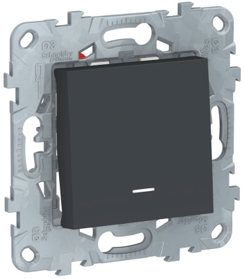 Переключатель 1-клавишный перекрестный с подсветкой сх.7A Schneider Electric Unica New Антрацит Schneider Electric Unica New NU520554N