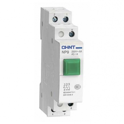 Кнопка модульная NP9-10D3/1 с подсветкой, 1НО, AC/DC230В, зеленая CHINT CHINT  584054CHINT