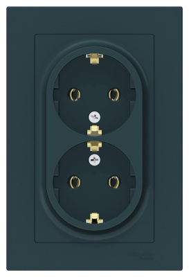 Розетка двойная с заземлением 16A в сборе Schneider Electric AtlasDesign Изумруд Systeme Electric AtlasDesign ATN000824