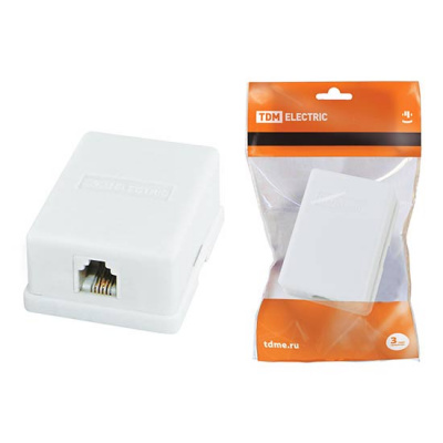 Розетка ТЛФ 1x6Р-4С 4 контакта IP20 белая TDM TDM ELECTRIC  SQ1809-0001