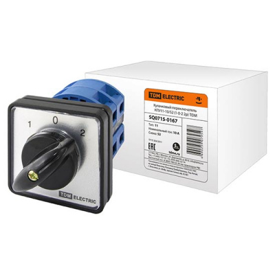 Переключатель кулачковый (1-0-2 / с перемычкой) 2P, 10A, 230/400V, IP40/IP20 / белый/черный TDM КПУ11-10/52 TDM ELECTRIC КПУ11 SQ0715-0167