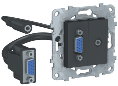 Розетка HD15+Minijack Schneider Electric Unica New Антрацит Schneider Electric Unica New NU593254