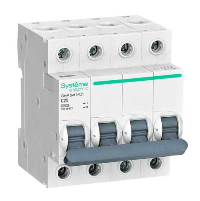 Systeme Electric City9 Set Автомат (АВ) С 25А 4P 6kA 400В Systeme Electric City9 C9F36425