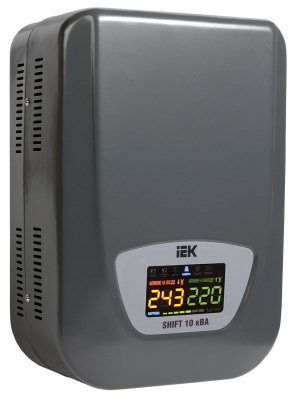 Стабилизатор напряжения электромеханический настенный 10kVA 45A вход.напряжение 120-250V IEK Shift IEK Shift IVS12-1-10000