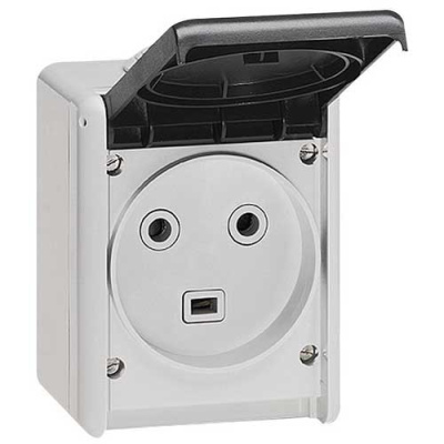 Legrand Розетка 32 A - Программа Plexo - 2К+3 - 230 В - IP 44-IK 08 - для накладного монтажа - серый Legrand  055872