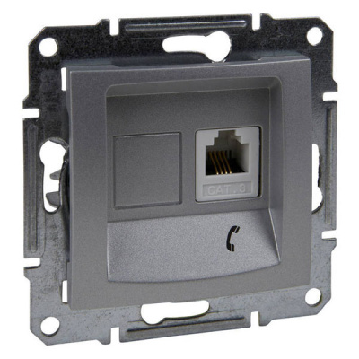 Розетка телефонная 1-ая RJ11 Schneider Electric Sedna Алюминий Schneider Electric Sedna SDN4101160