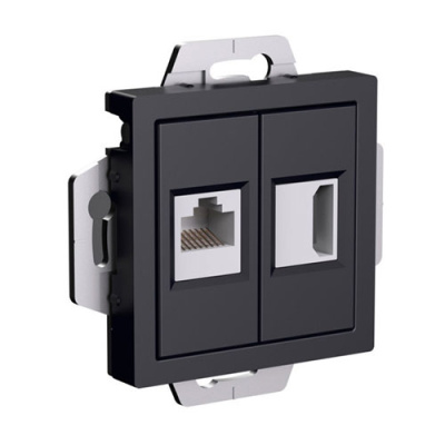 SE AtlasDesign Розетка двойная Карбон HDMI+RJ45 кат.5Е механизм Systeme Electric AtlasDesign ATN001082