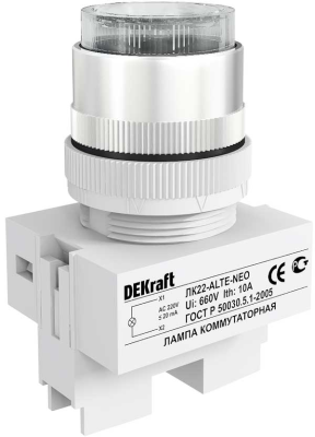 Выключатель кнопочный ABLF 22мм белый LED 220В DEKraft ВK-30 DEKraft  25050DEK